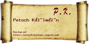 Petsch Kálmán névjegykártya